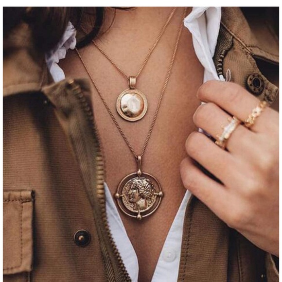 Jewelry - Boho Layered Medallion/Coin Necklace